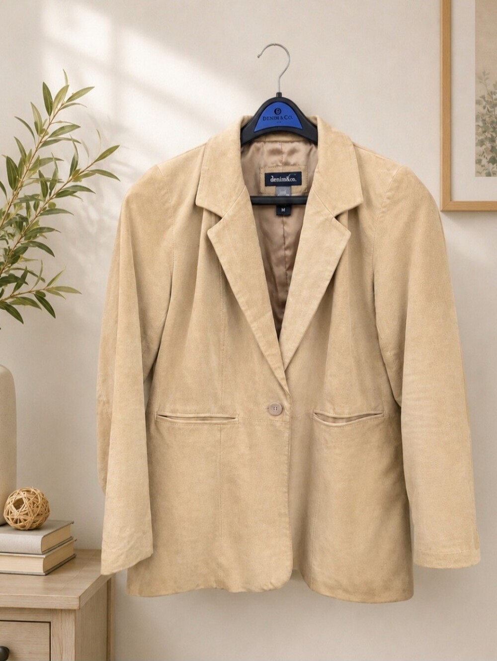 Denim & Co. Beige Suede Size Medium  Jacket